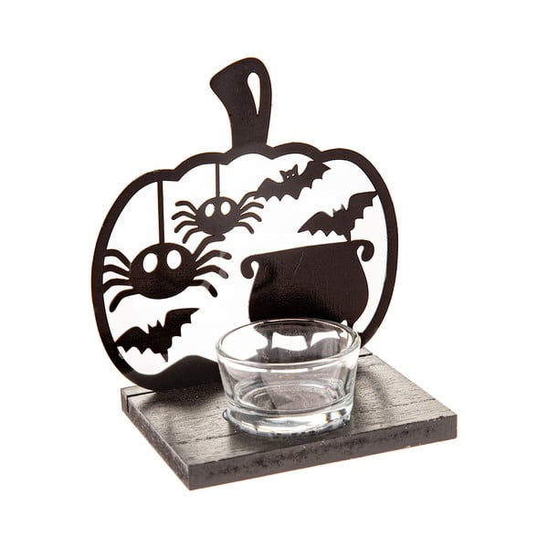 Drewniany świecznik z motywem Halloween Happy Halloween – Dakls