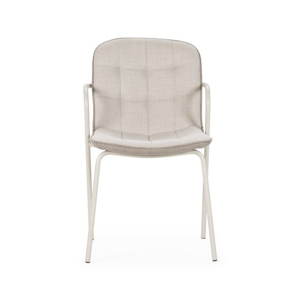 Beżowe tapicerowane krzesło z podłokietnikami Angie – Marckeric-image-2