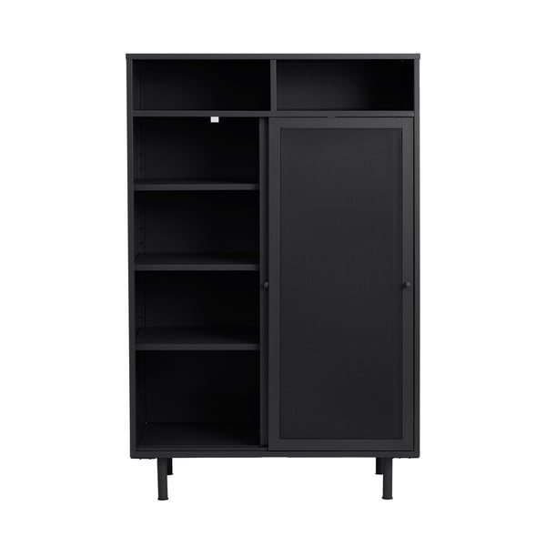 Czarna metalowa szafka z drzwiami przesuwnymi 90x140x40 cm Veep – Unique Furniture-image-4