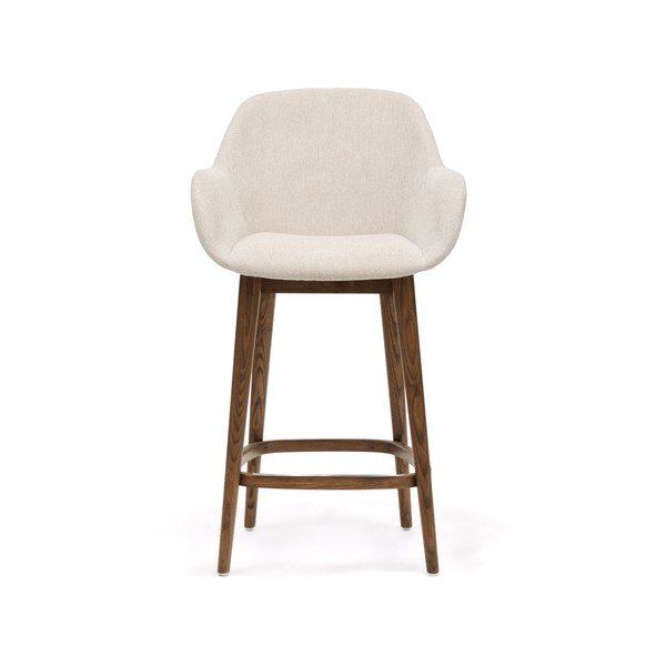 Beżowy tapicerowany hoker z podłokietnikami (wysokość siedziska 66 cm) Konna – Kave Home-image-2