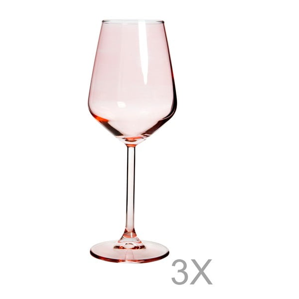 Zestaw 3 różowych kieliszków do wina Mezzo Luxury, 320 ml