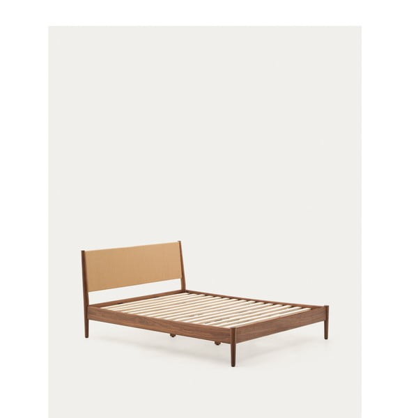 Ciemnobrązowe łóżko dwuosobowe ze stelażem 160x200 cm Elan – Kave Home-image-2