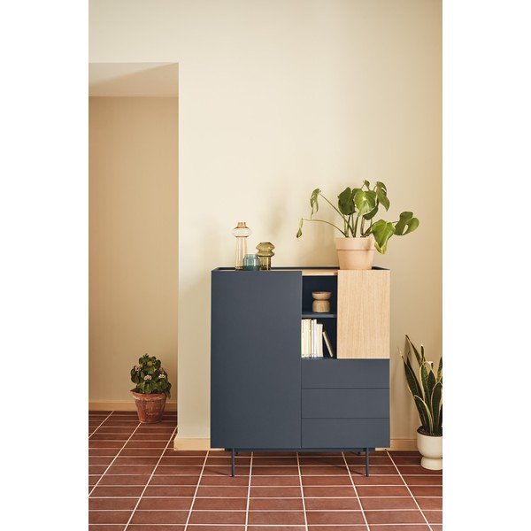 Antracytowo-naturalna wysoka komoda w dekorze dębu 100x120 cm Otto – Teulat-image-1