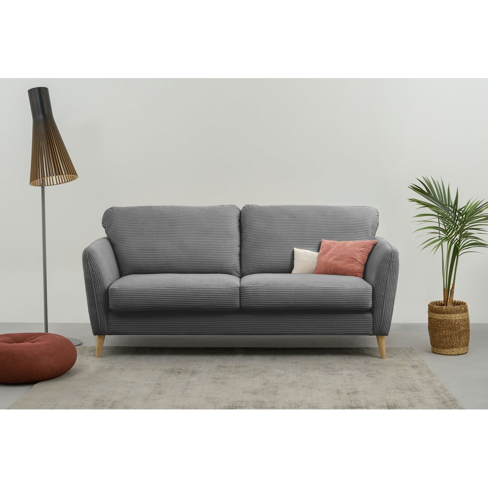 Ciemnoszara sztruksowa sofa 170 cm Paris – Scandic (zdjęcie 4)