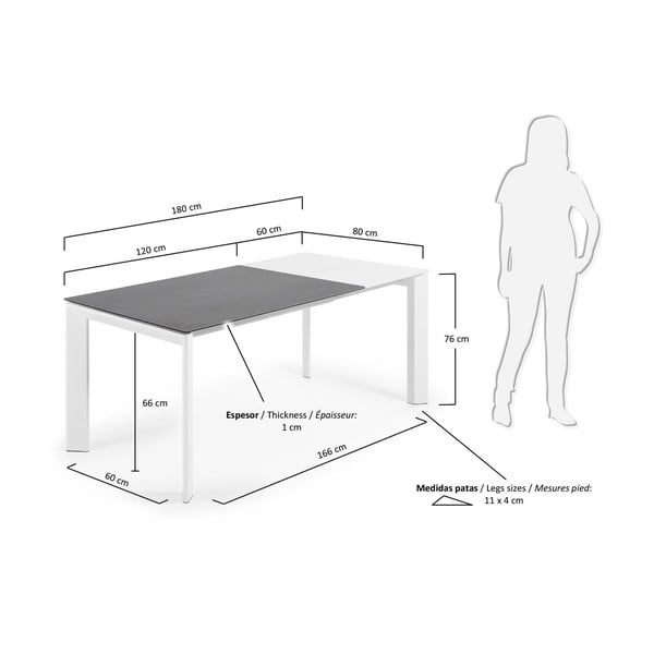 Rozkładany stół z dodatkowym blatem z blatem w dekorze marmuru 80x120 cm Axis – Kave Home-image-3
