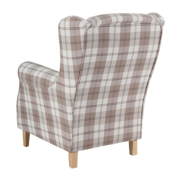 Beżowy fotel uszak w kratę Max Winzer Lorris Vintage-image-4
