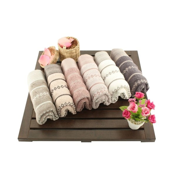 Zestaw 6 ręczników Madame Coco Bombeli Wash, 30x50 cm