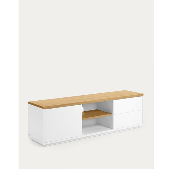 Biała szafka pod TV w dekorze dębu 150x44x36 cm Abilen – Kave Home-image-4
