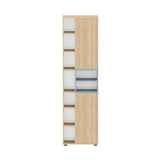 Szara wysoka szafka łazienkowa w dekorze dębu 50x182 cm Kube − TemaHome 