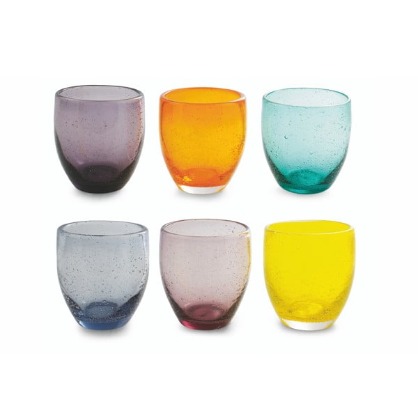 Zestaw 6 kolorowych szklanek z dmuchanego szkła Villa d'Este Cascina, 280 ml