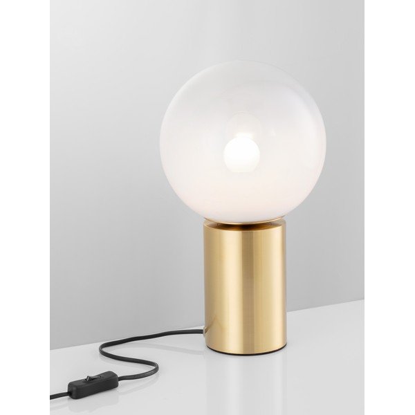 Biała/w kolorze złota szklana lampa stołowa (wysokość 35,5 cm) Vita – Nova Luce-image-2