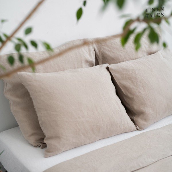 Kremowa pościel dwuosobowa z włókna konopnego 200x200 cm – Linen Tales-image-2