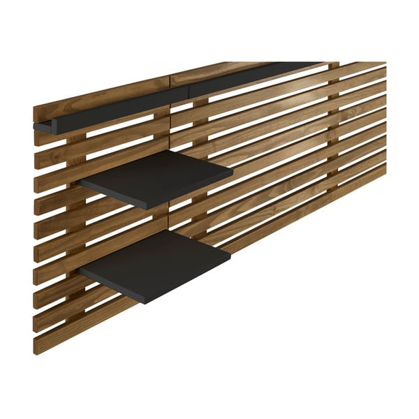 Zagłówek z drewna sosnowego z czarnymi elementami 240x62 cm Nidra – Marckeric-image-3