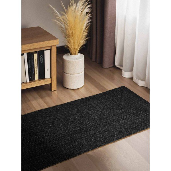 Czarny chodnik z juty dwustronny/tkany ręcznie 80x200 cm Juno – Hanse Home-image-1