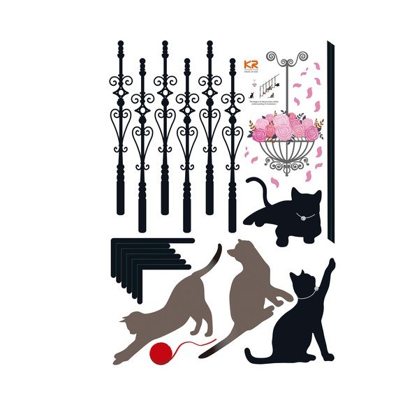 Naklejka Ambiance Cats, stairs and rose petals-image-3