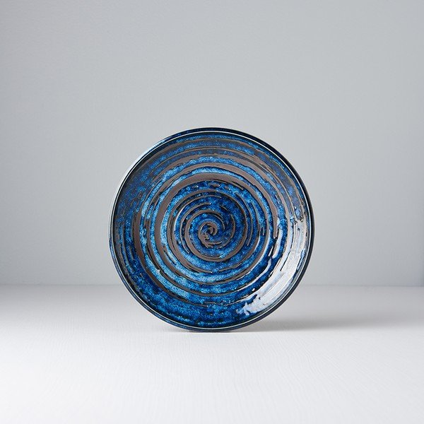 Niebieski talerz ceramiczny MIJ Copper Swirl, ø 20 cm-image-3