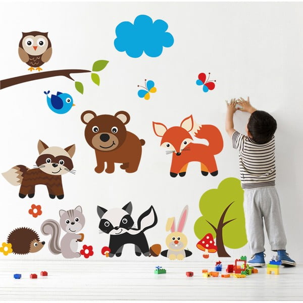 Naklejka Niedźwiadek i zwierzęta, Family Love, 90x60 cm