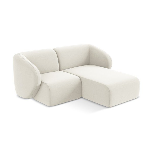 Beżowy aksamitny narożnik (prawostronny/z szezlongiem) Lani – Makamii-image-2