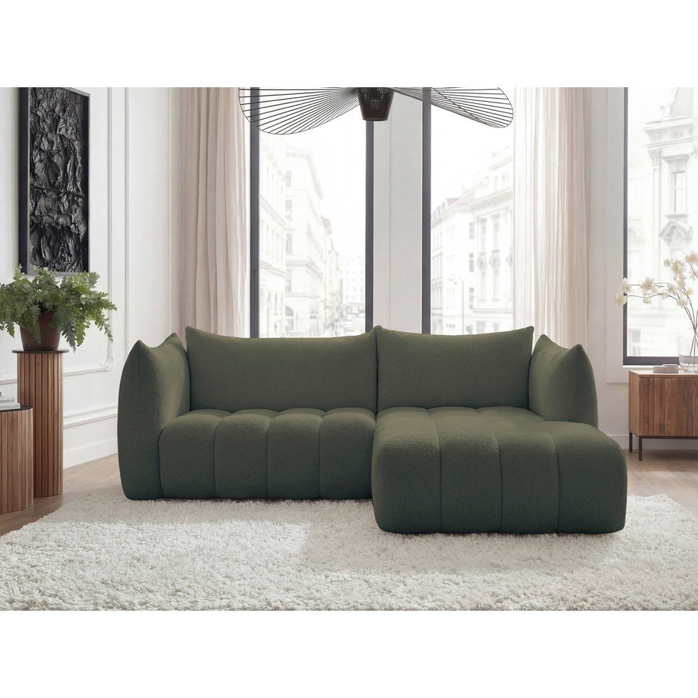Zielony narożnik z materiału bouclé (prawostronny/z szezlongiem) Azra – Bobochic Paris (zdjęcie 11)