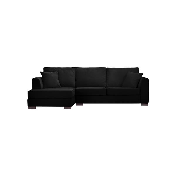 Czarna sofa narożna z szezlongiem po lewej stronie Rodier Intérieus Taffetas
