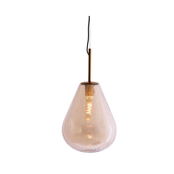 Lampa wisząca w bursztynowym kolorze ze szklanym kloszem Leona – Light & Living-image-1