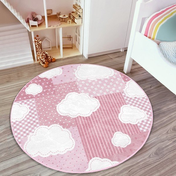 Różowy dywan dziecięcy ø 100 cm Comfort – Mila Home-image-1