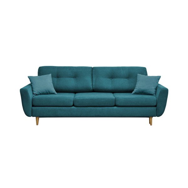 Turkusowa sofa rozkładana z jasnymi nogami Mazzini Sofas Rose-image-3