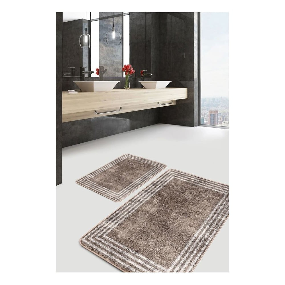 Brązowe aksamitne dywaniki łazienkowe zestaw 2 szt. 60x100 cm – Mila Home (zdjęcie 5)