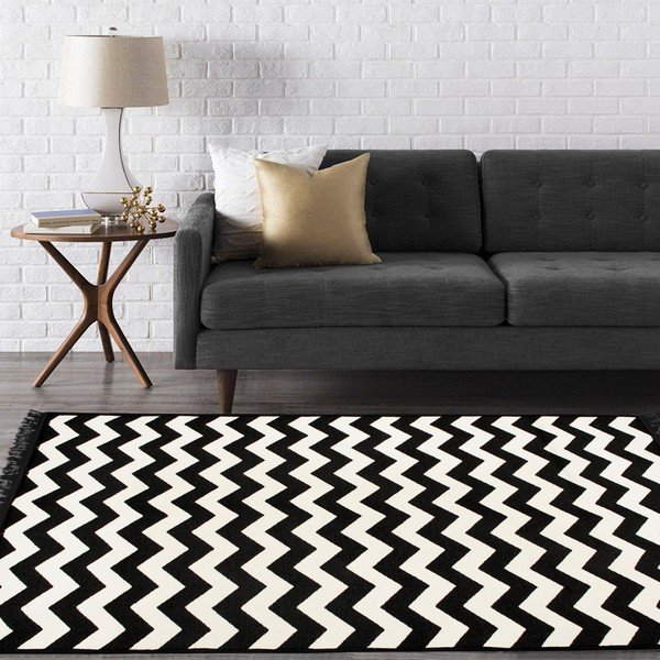 Czarny dywan Cihan Bilisim Tekstil Zig Zag, 140x215 cm-image-3