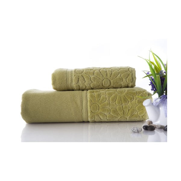 Zestaw 2 ręczników Samba Green, 70x140 i 50x90 cm