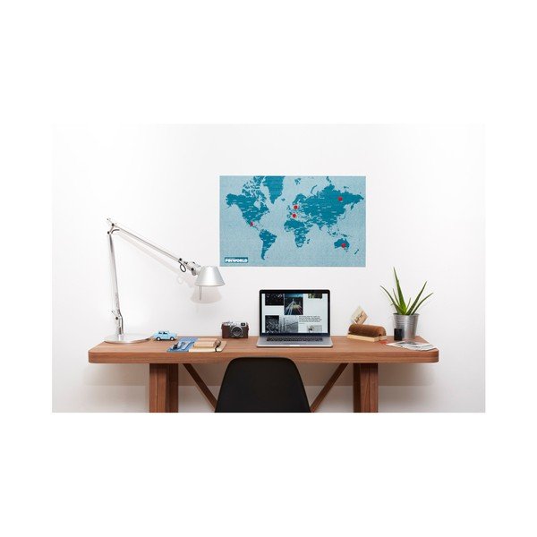 Niebieska ścienna mapa świata Palomar Pin World, 126x68 cm-image-2