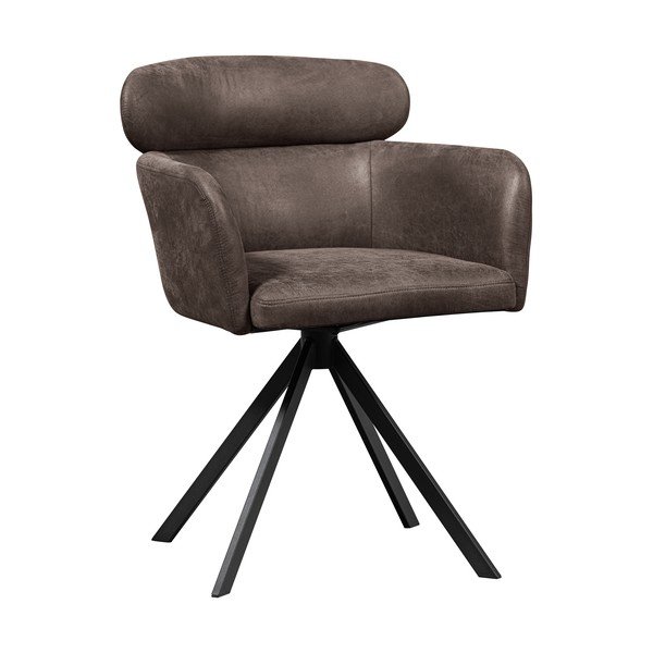 Ciemnobrązowy tapicerowany fotel jadalniany z podłokietnikami Fenne – WOOOD