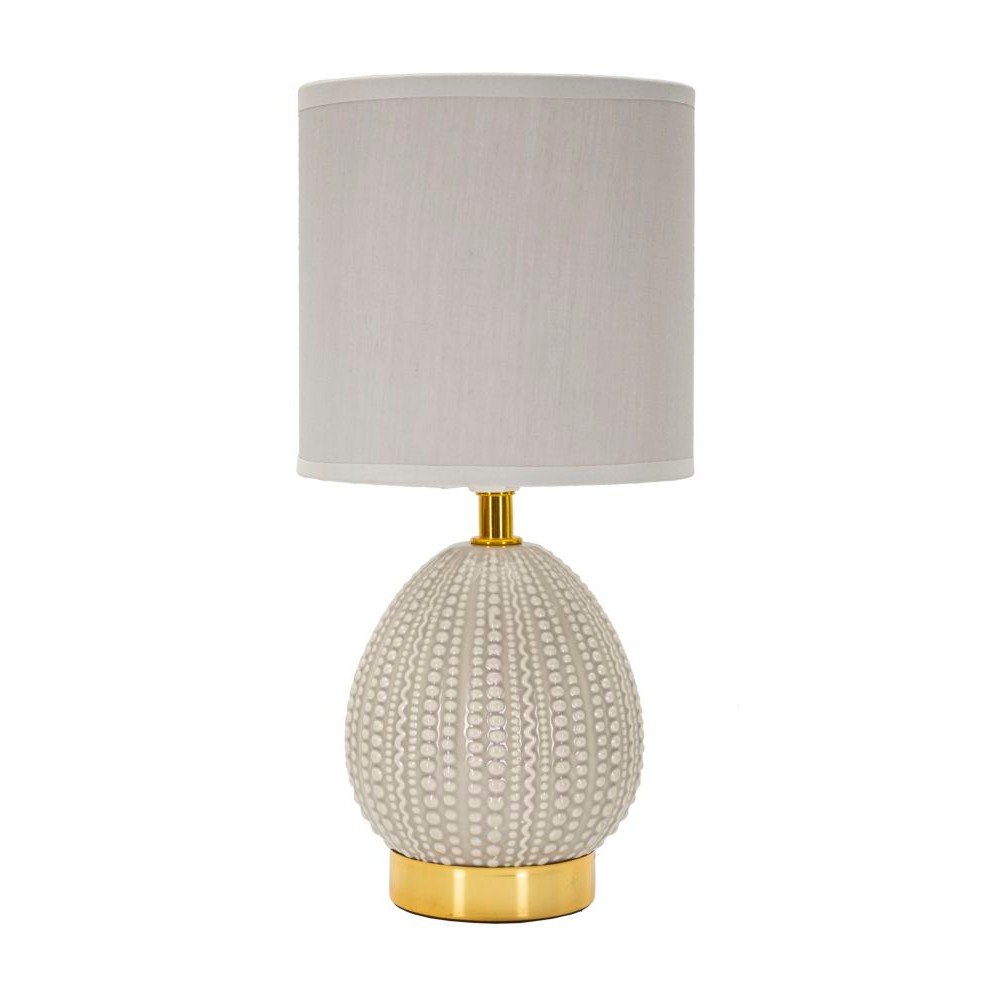 Jasnoszara lampa stołowa ceramiczna z tekstylnym kloszem (wysokość 30,5 cm) Flavi – Mauro Ferretti