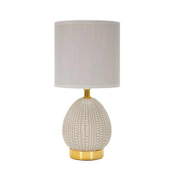 Jasnoszara lampa stołowa ceramiczna z tekstylnym kloszem (wysokość 30,5 cm) Flavi – Mauro Ferretti