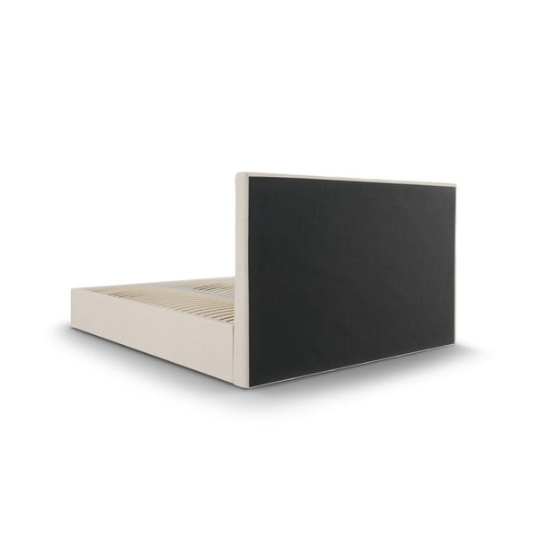 Beżowe tapicerowane łóżko dwuosobowe ze schowkiem ze stelażem 160x200 cm Nerin – Mazzini Beds-image-4