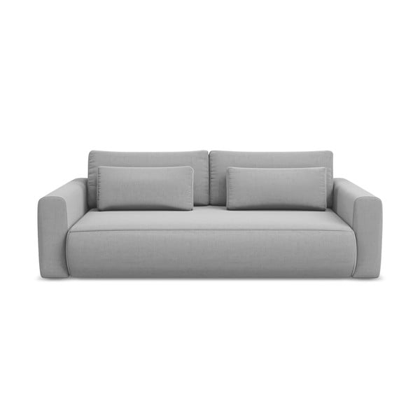 Jasnoszara aksamitna rozkładana/ze schowkiem sofa 238 cm Kapua – Makamii