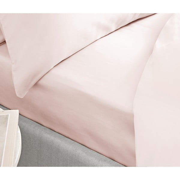 Różowe prześcieradło z satyny bawełnianej Bianca Classic 135x190 cm-image-1