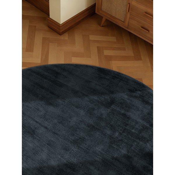Czarny okrągły dywan z wiskozy tkany ręcznie ø 150 cm Noemi – Vikosa-image-3