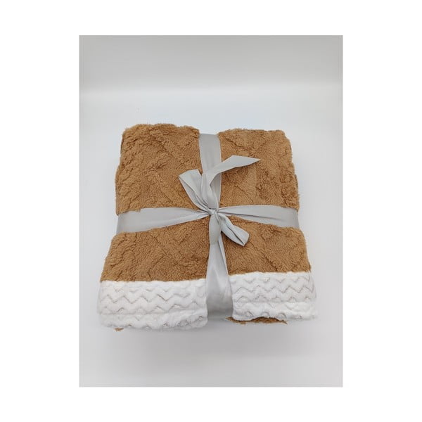 Brązowy koc z materiału sherpa 150x200 cm Island – My House-image-1