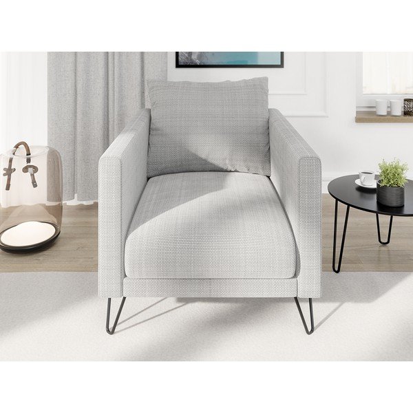 Jasnoszary fotel z tkaniny szenilowej Freya – Ropez-image-1