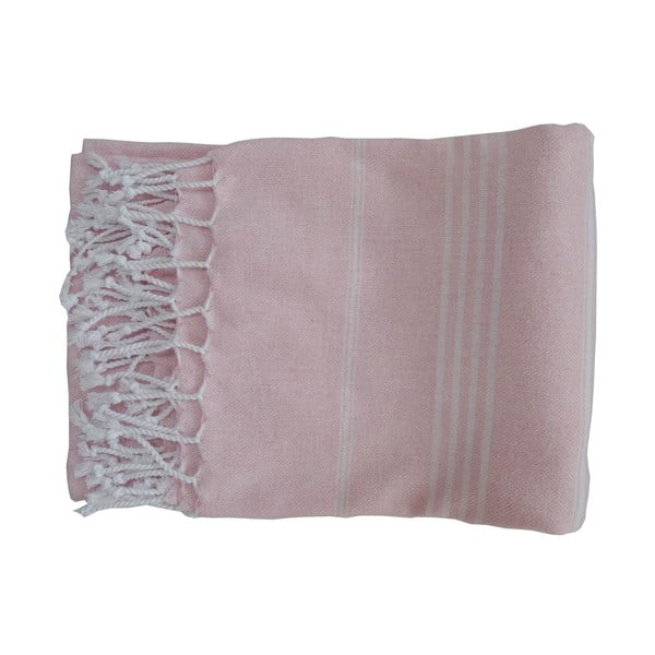 Różowy ręcznik tkany ręcznie z wysokiej jakości bawełny Hammam Sultan, 100x180 cm