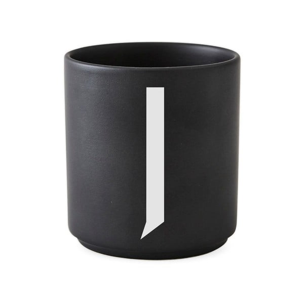 Czarny porcelanowy kubek Design Letters Alphabet J, 250 ml