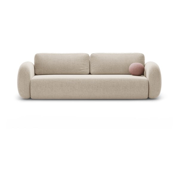 Beżowa rozkładana/ze schowkiem sofa z tkaniny szenilowej 262 cm Tonale – Cosmopolitan Design