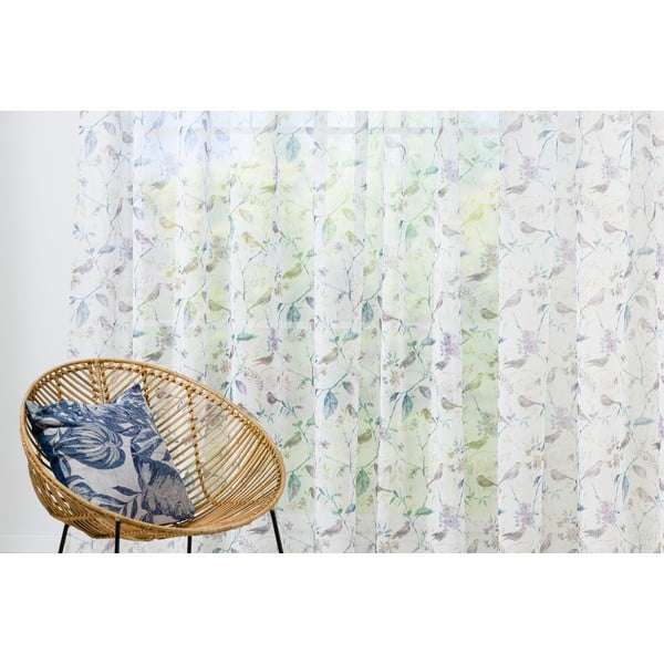 Biało-fioletowa firanka 400x260 cm Birdy – Mendola Fabrics