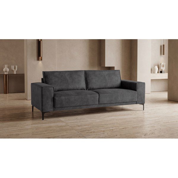 Antracytowa sofa z imitacji skóry 224 cm Copenhagen – Scandic-image-4