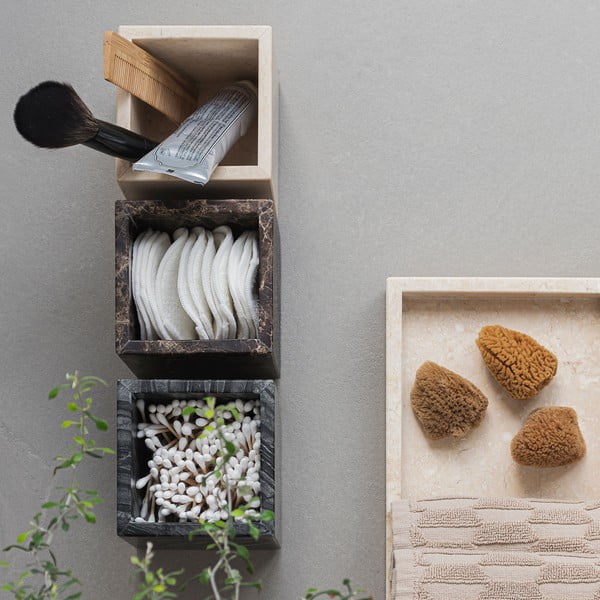 Ciemnobrązowy marmurowy organizer łazienkowy na waciki Marble – Mette Ditmer Denmark-image-3