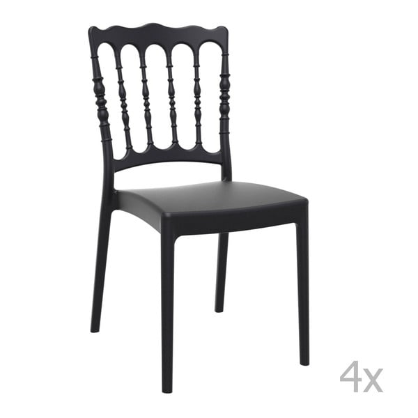 Zestaw 4 czarnych krzeseł ogrodowych Resol Napoleon