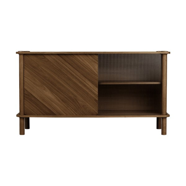 Brązowa witryna z litego drewna dębowego z drzwiami przesuwnymi 135x73,5x48 cm Italic – UMAGE-image-1