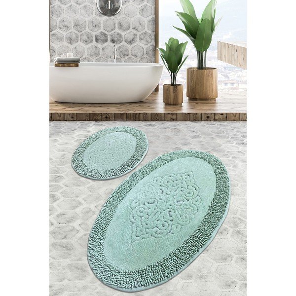 Jasnozielone dywaniki łazienkowe zestaw 2 szt. 100x60 cm Piante – Foutastic-image-3
