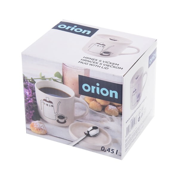 Biały porcelanowy kubek z pokrywką 450 ml – Orion-image-3